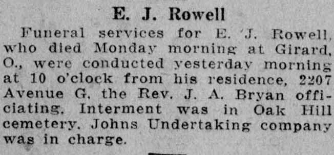 E.J. Rowell obituary
